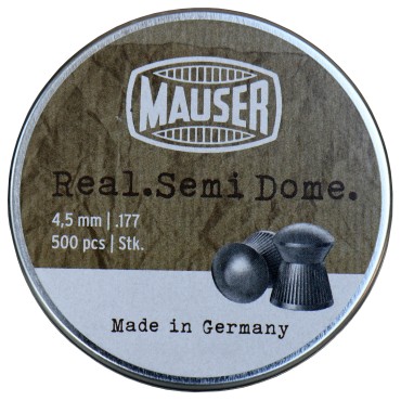 Preview: Mauser Real Semi Dome 500 Stk.Diabolos Rundkopf geriffelt Kaliber 4,5 mm